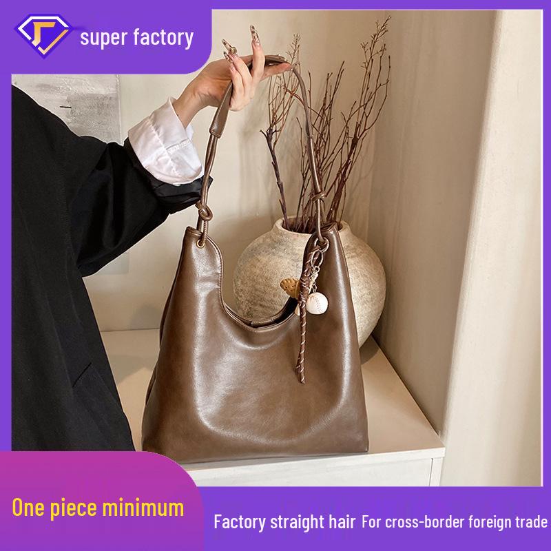 

Women s Large Capacity Tote Bag - Autumn Trend, High-End Casual Underarm Bag, Solid Color, Versatile Shoulder Style Without Pendant