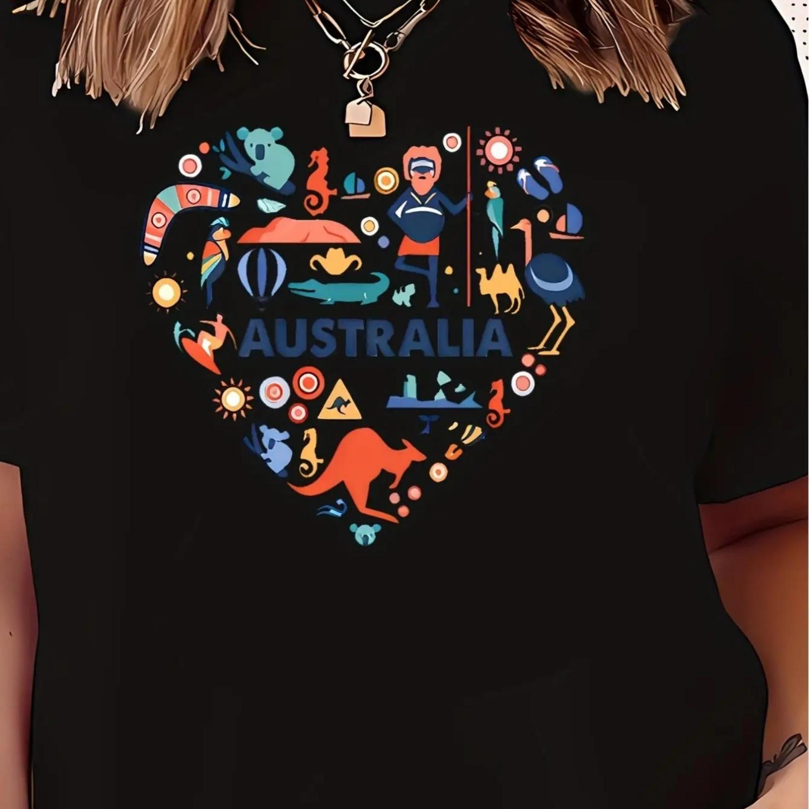 

Australian-Themed Women s Fashion T-Shirt - Soft & Comfortable, Crew Neck, All-Season Wear XXXXXL різнокольоровий