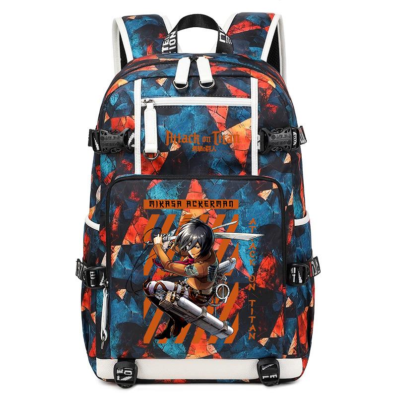 Attack On Titan Anime Print Student Backpack Large Capacity Casual Daypack for Boys Girls School Travel