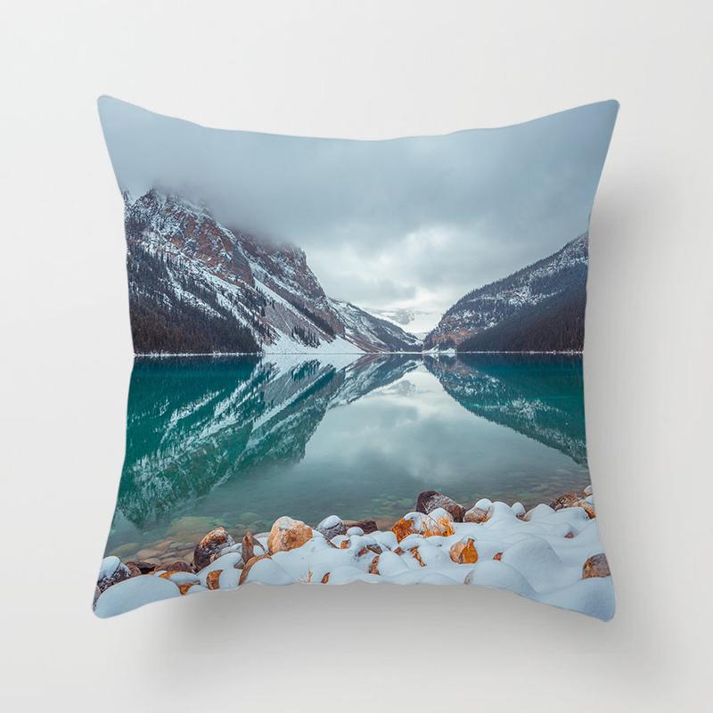 Natural Landscape Printing Pillowcase Sofa Car Decoration Office Seat Cushion Cover Room Bedside Home Decoration 45x45cm