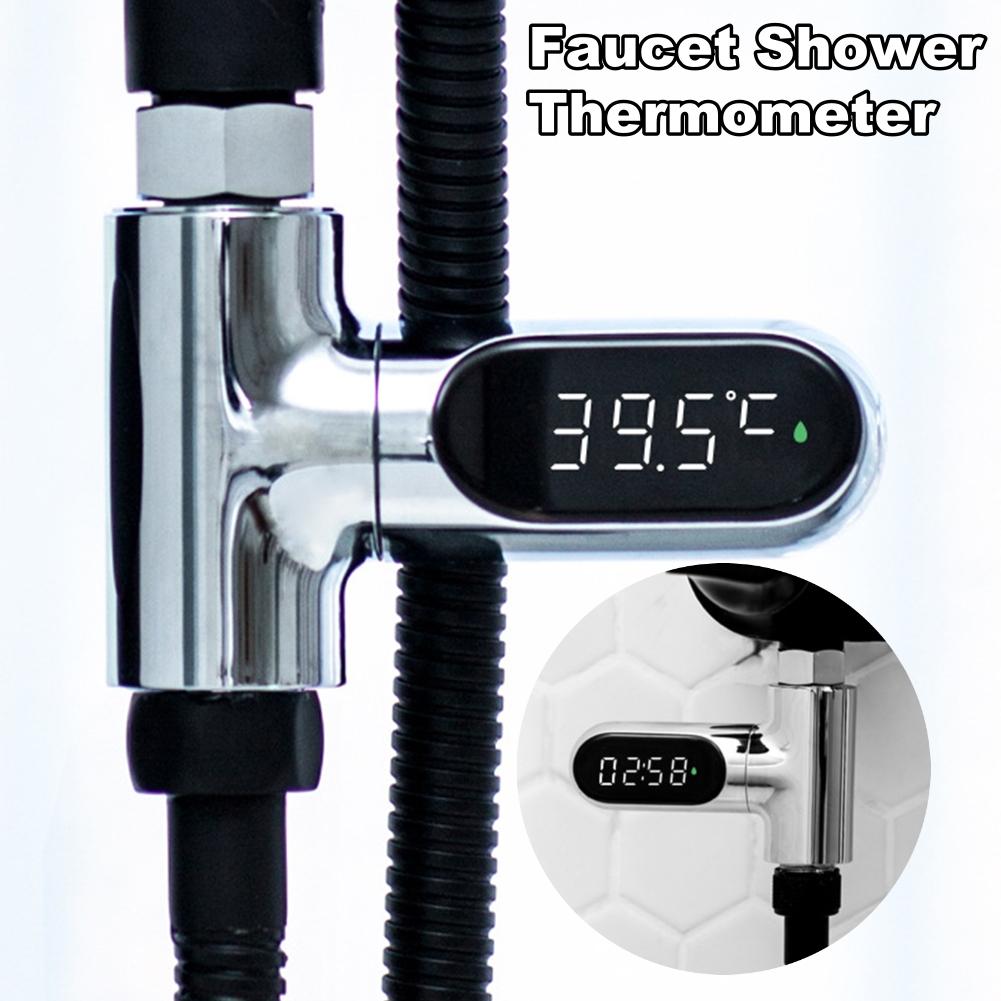 Faucet Shower Thermometer LED Digital Display Fahrenheit Celsius Water Thermometer Water Temperature Meter for Bathroom Shower