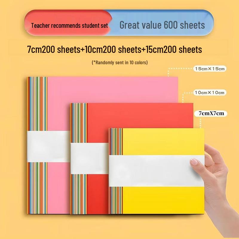 Farbiges Origami-Papier-Set: Quadratische Blätter für Bastelarbeiten und Papierschneiden für Kinder in Grundschule und Kindergarten