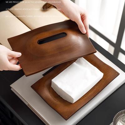 Wooden Tissue Box Tissue Holder Desktop Storage Container Walnut Wood Magnetic Attraction Napkin Holder Home Decoraction