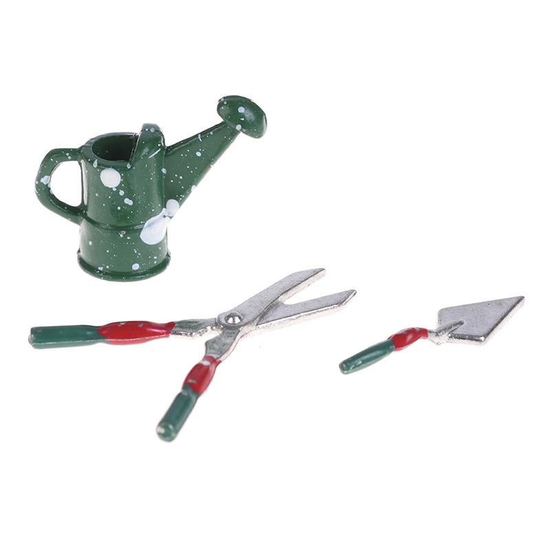 Hot 1:12 Dollhouse Mini Garden Implement Watering Can Scissors Axes Shoes Rake Garden Pool Doll Decor Accessories