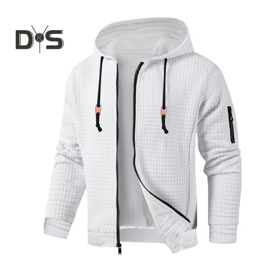 

Мужская толстовка, пальто с капюшоном, завязками, длинными рукавами, вафельная текстура, спортивная куртка с карманами, однотонная повседневная свободная верхняя одежда S белый