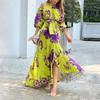 Spring 2026 Elegant Plus Size Off-the-Shoulder Printed Dress - European & American Women's Fashion