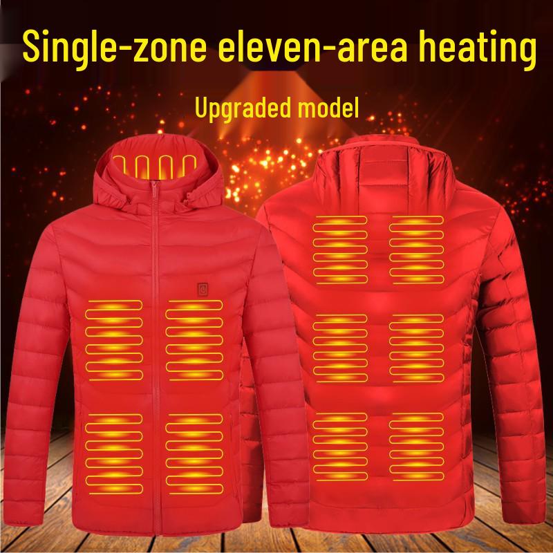 Veste en coton chauffante unisexe avec double contrôle intelligent, chauffage 11 zones, technologie portable, grande taille disponible