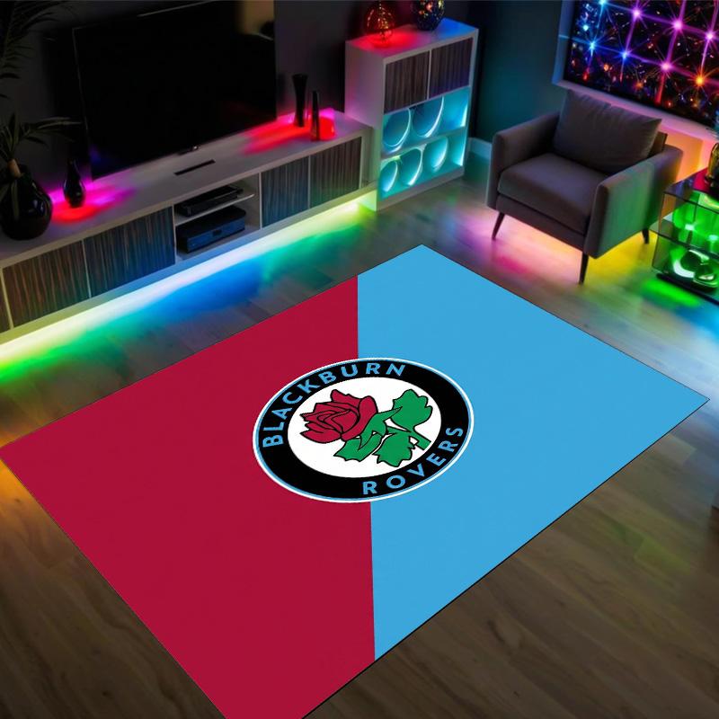 Blackburn Rovers Football Design Crystal Velvet Carpet Cozy Non?Slip Printed Rug For Bedroom Living Room Entrance