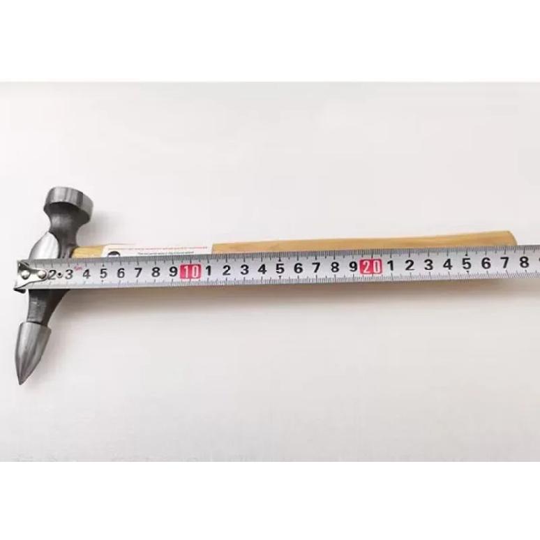 Three Kinds of Hammers with Solid Wood Handle, Flat Hammer with Concave Sheet Metal Leveling Hammer, Pointed Nose, Round Head An