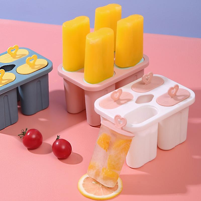 4 Grid Summer Frozen Ice Cream Mold Popsicle Making Mold Kitchen Tools Color