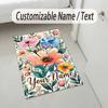 Floral Artwork Theme Soft Crystal Velvet Rug Custom Name & Text Print Non Slip Floor Rug for Bedroom Living Room