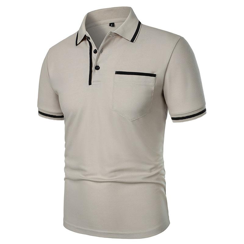 Summer Men's Short Sleeve Polo Shirts Solid Color Casual Tshirt Trendy Breathable Loose Basic Splice Top Pockets Men Shirts