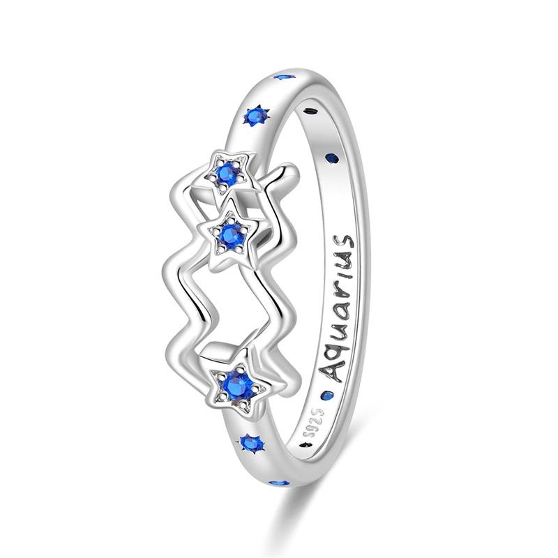 New 925 Silver Twelve Constellation Series Zircon Ring For Women Fit Wedding Party Jewelry Gifts