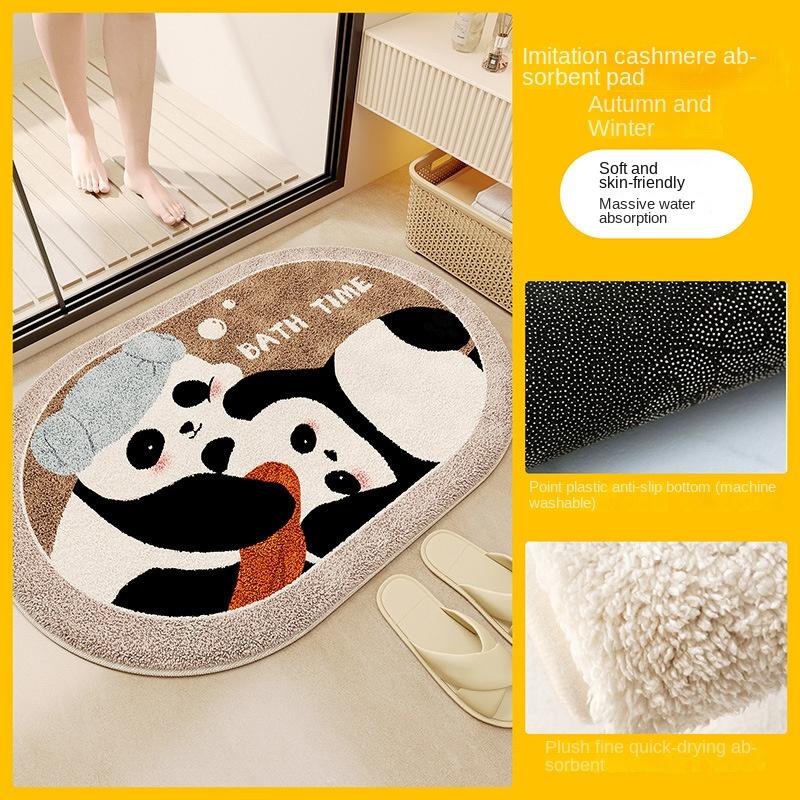 

VIKAMA Cartoon Panda Bathroom Door Carpet Absorbent Non-Slip Mat Bedroom Imitation Cashmere Carpet Home Decoration 40x60cm серый