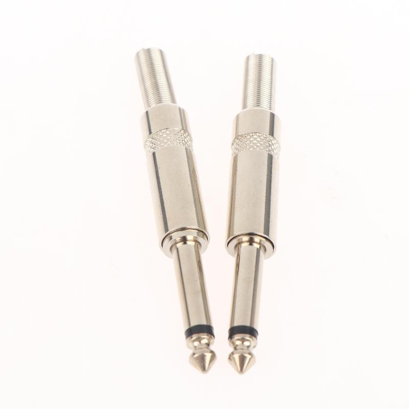2Pcs 6.35Mm 2Pole Mono Amplifier Plug 6.35 Stereo Metal Microphone Jack Plug-In Audio Connector For Ktv