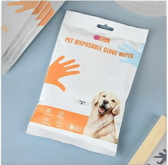 Disposable No-Wash Pet Cleaning Gloves for Dogs & Cats - Dry Bath Deodorizing Wipes