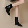 Shoes for Women 2024 New Faux Suede Women's Ankle Boots Classic Pointy Toe Western Boots Plus Size 35-42 Winter Platform Boots