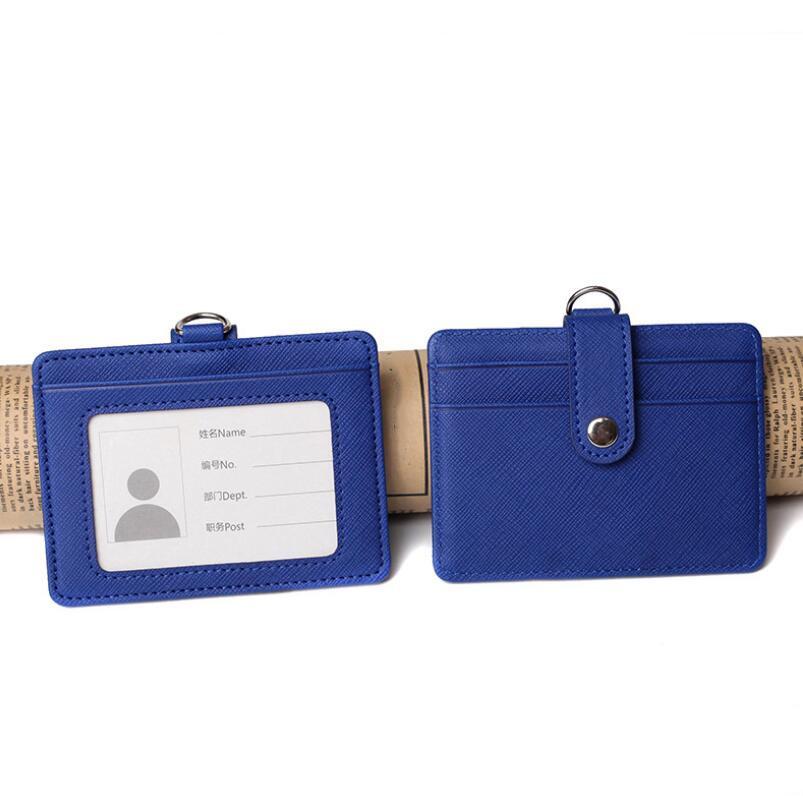 PU-Leder-Ausweishalter mit ausziehbarem Lanyard, Kartenhalter, Namensschild, Schul- und Bürobedarf
