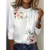 Women's Full-Body Print T-Shirt - Long Sleeve Crew Neck Blouse Suitable for Spring/Autumn