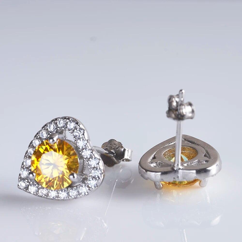 Kolczyki sztyfty Moissanite dla kobiet oryginalne 925 srebro z różowym żółtym kolorem damskie diamentowe kolczyki prezent zaręczynowy