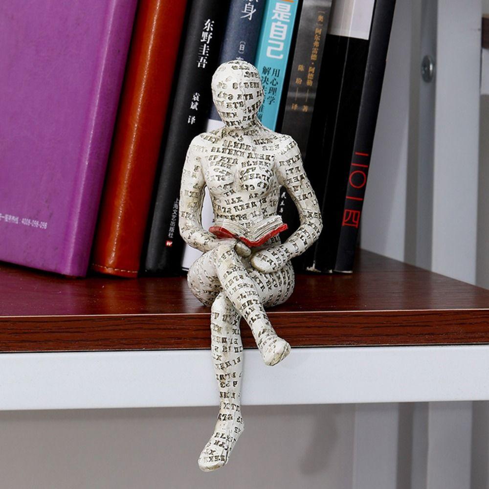 Room Decor Bedroom Mummy Statues Bookshelf Ornaments Humanoid Sculptures Reading Woman Figurine