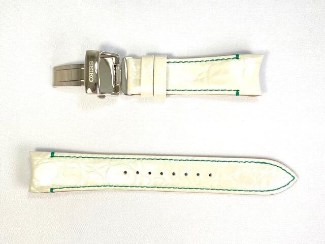 L03V013J0 SEIKO Brightz 20mm Leather for via Strap, Crocodile, White, SDGC007/ 6R21-00J0 (Ships Nekoposu)