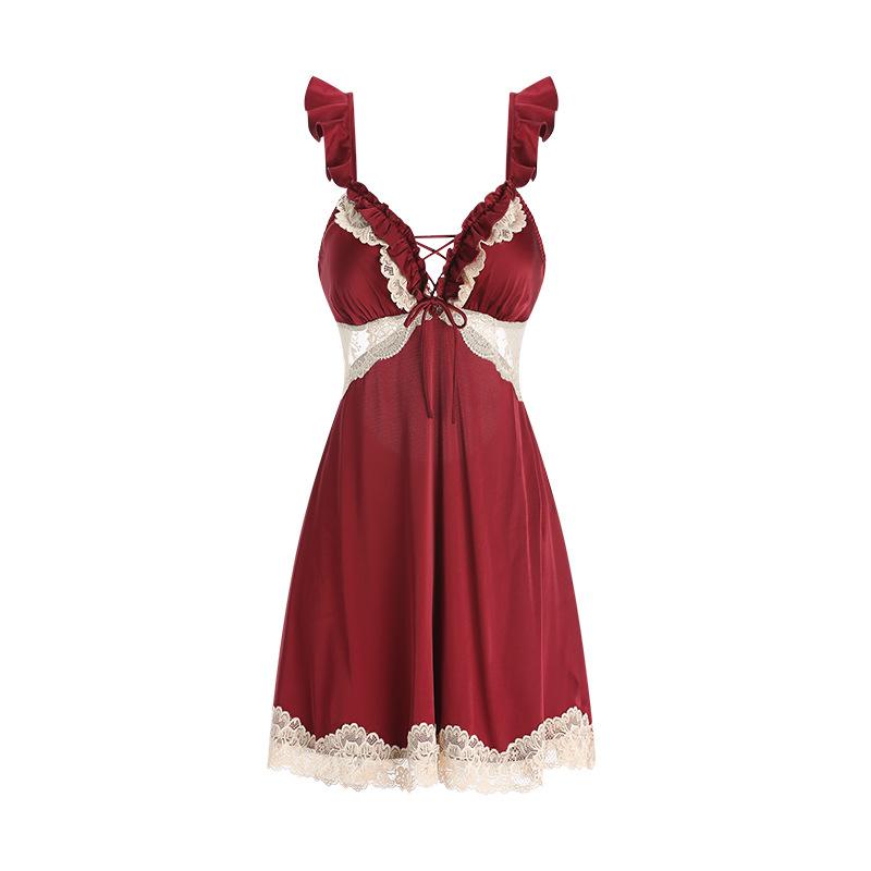 Women's Satin Push Up Padded Cami Sleep Dress with Robe for Summer
