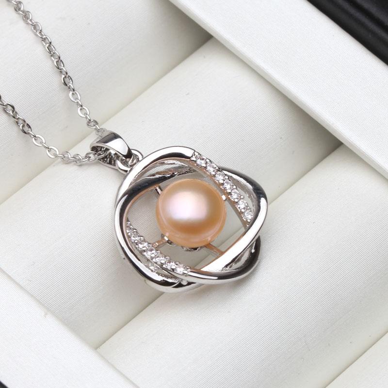 

Wedding Black Natural Freshwater Pearl Pendant,Real 925 Sterling Silver Pearl Pendant Wife Mother Anniversary Gift White Pink