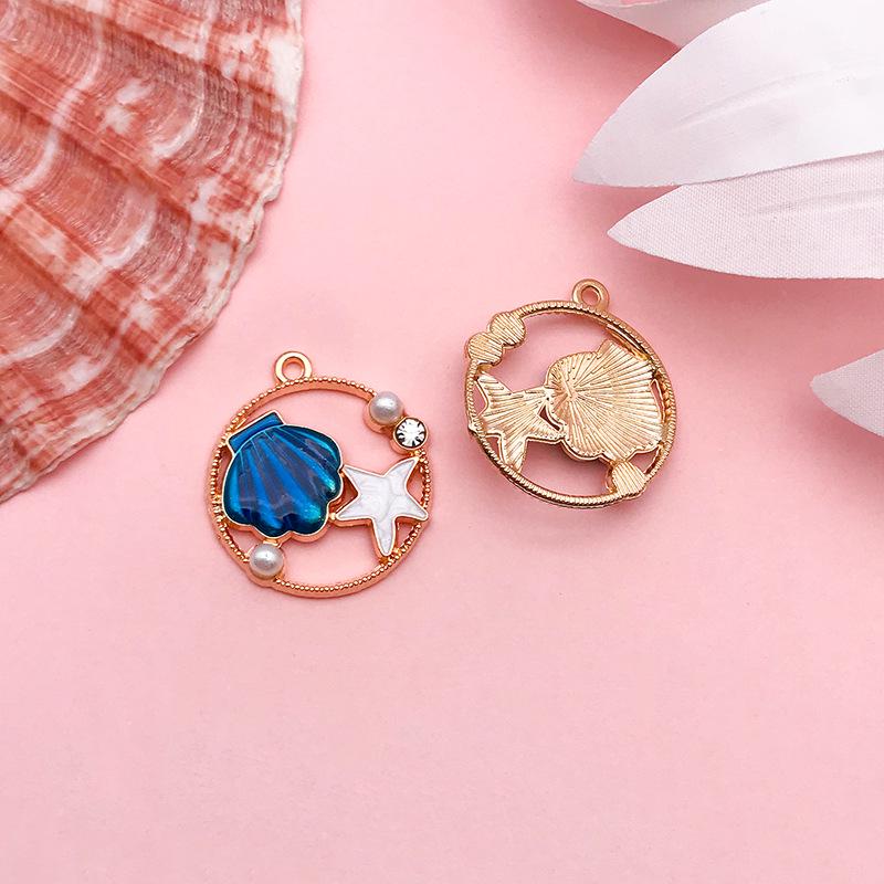 Cute Cartoon Mermaid Starfish Drip Oil Pendant Charm for DIY Bracelets & Necklaces