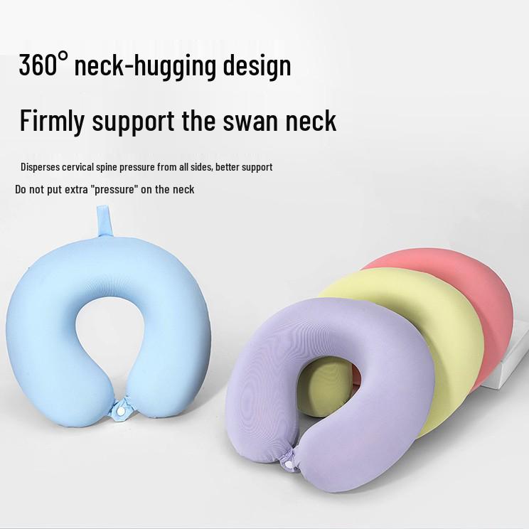 Summer U-Shaped Ice Silk Cool Travel Neck Pillow: Breathable, Portable Nap Support Souvenir