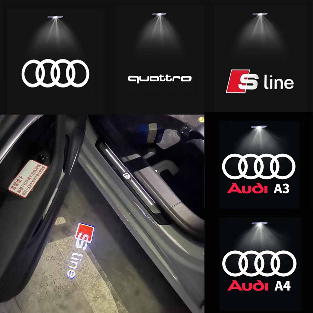 For Audi E B82Pcs Led Car Door Logo Light HD Laser Welcome Projector Lamps For Audi Q3 Q5 Q7 S3 S4 S5 S6 A4 A5 A6 B6 B7 B8 C5 C6 C7 A7 A8 TT