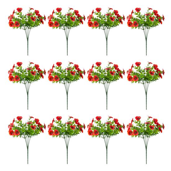 

12 шт. искусственных цветов анютины глазки, устойчивых к ультрафиолетовому излучению, искусственные шелковые цветы, красочные искусственные анютины глазки для украшения оконного ящика, крыльца, двора, патио