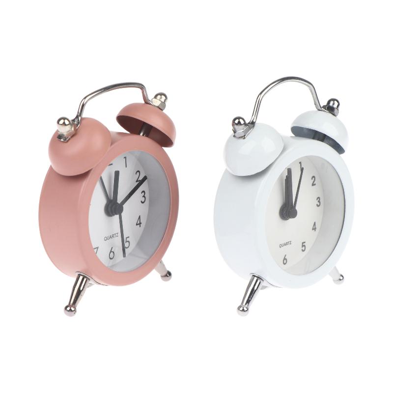 Mini Retro Twin Bell Alarm Clock Simple Desktop Wake Up Clock Small Desk Clock For Students Bedroom Office Home Table Decor