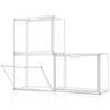 Kyochi Storage 3-Piece Stackable Transparent Storage Case with Magnetic Closure, Front-Opening Design for Toys, Bags, Wallets, Shoes, and Documents, A