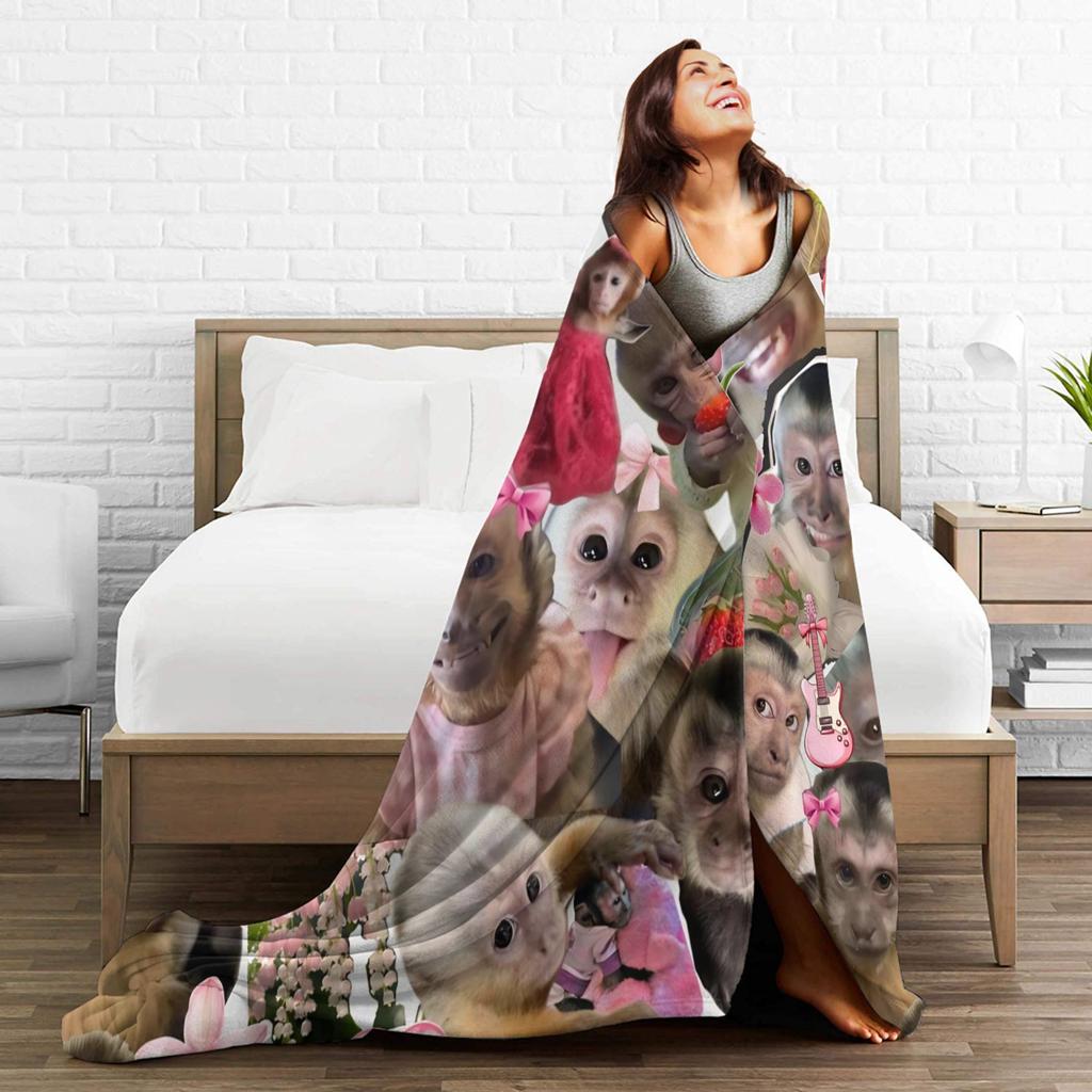Funny Monkey Cartoon Blanket Multi-size Soft and Lightweight Throw Blankets for Couch Sofa and Bed
