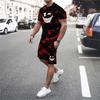 Men's Summer 3D Funny Expression Printed Casual Suit Fashionable Comfortable Loose Sport Wear