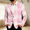 Men's Corduroy with Christmas Print Business Casual Suit Jacket for Holiday Party