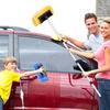 Car Cleaning Brush with Soft Synthetic Bristles Telescopic Handle Built-in Hose Attachment Car Wash Brush