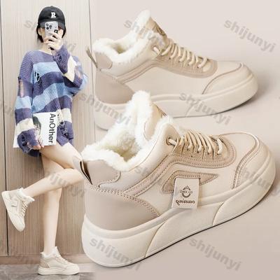 Fashion Women Chunky Sneakers Autumn Winter Warm Cotton Shoes Thick Plush Warm Wear-resistant Vulcanize Shoe Woman Fashion Platform Shoe