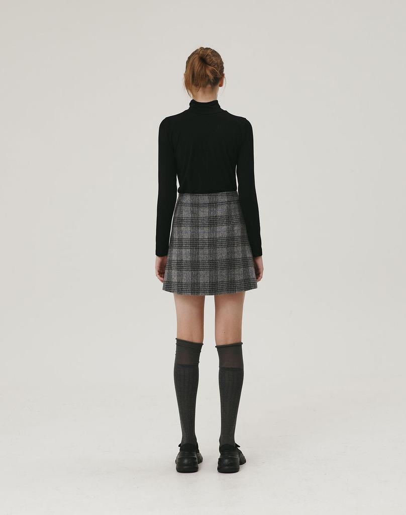 GIEMAR Classic Wool Skirt Gray Check