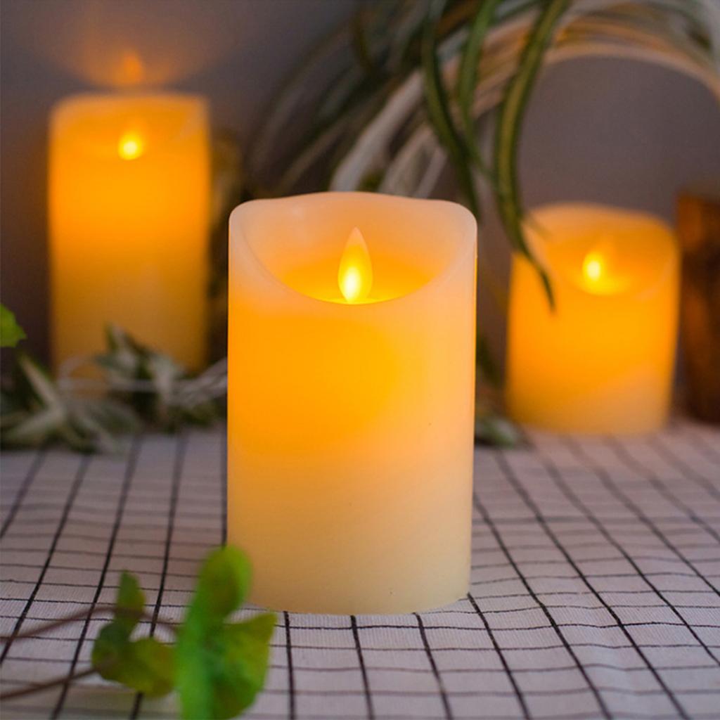 3 Pcs LED Pillar Candles with Remote Realistic Flickering Flameless Candles Home Decoration with White Warm Yellow