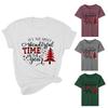 Women's Christmas Tops With Short Sleeves And Soft Cotton Material For Festive Comfort**