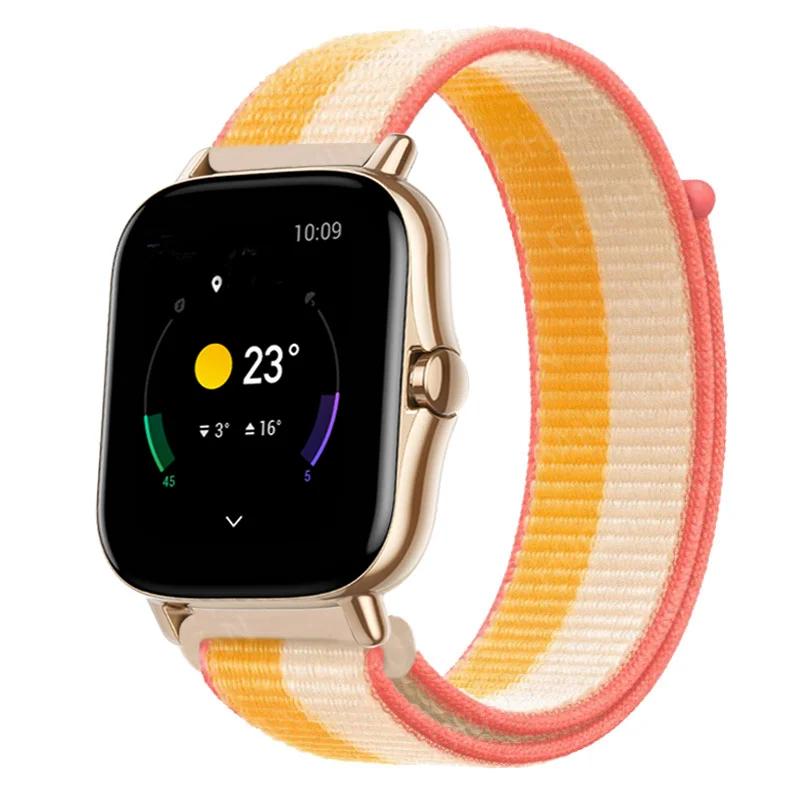 20mm/22mm Nylon Loop watch band For Amazfit GTS/4/2e/3/GTS2 Mini/GTR 4/3 pro/47mm/GTR2/2e/stratos Bracelet Amazfit bip-u strap