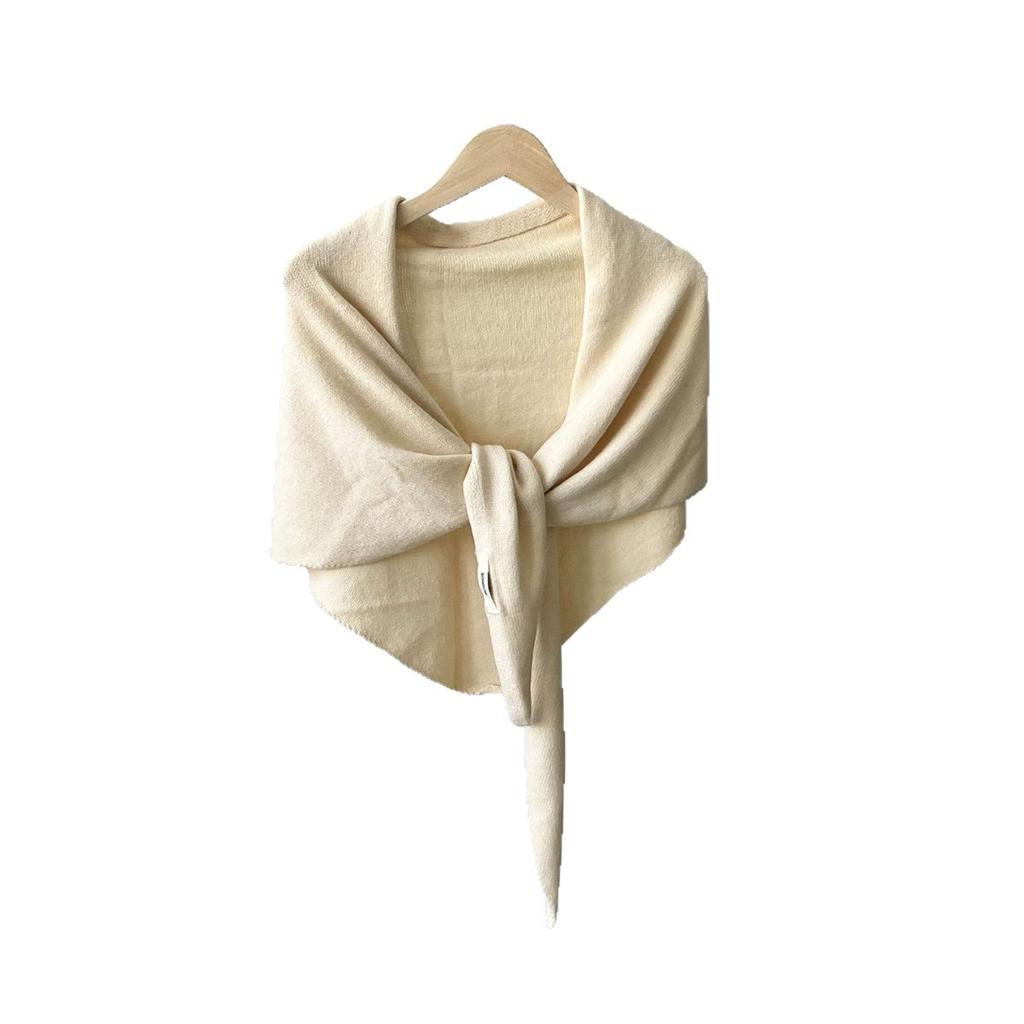 Korean Style Lazy Style Wool Triangle Scarf for Women Autumn and Winter Neck Protection Warm Scarf Solid Color Large Shawl Air Conditioned Room Shawl