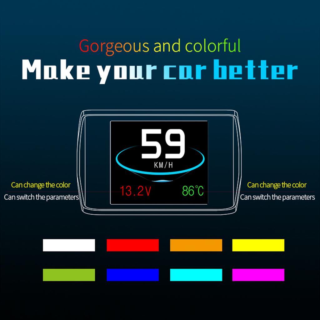 Smart HUD Display, 2.2 Inch Digital OBDII Speedometer Car Head Up Display with Displays Speed,