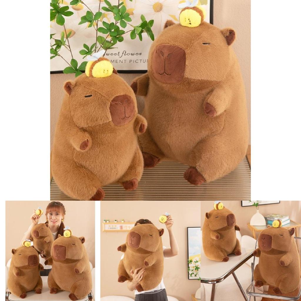 Adorable Stretchable Capybara Plush Toy With Cute Bee Design Perfect For Kids Gift