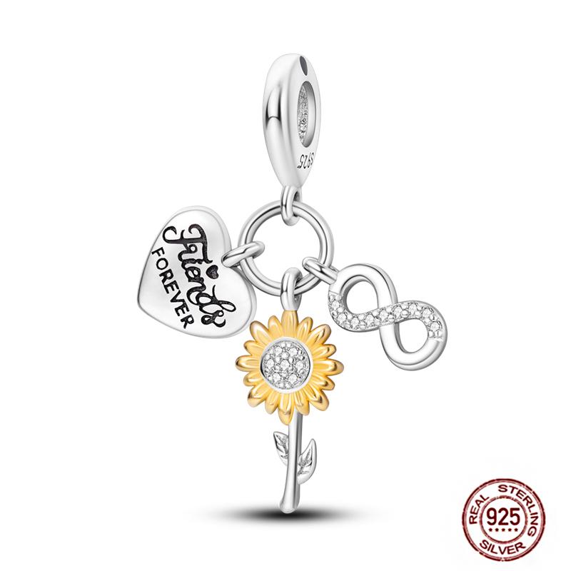 Rose Gold Yellow Charms Copper Sunflower Leopard Firefly Beads Fit Original Bracelet Luminous Charmdiy Jewelry Gift