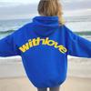Women's Angel Print Retro Hip Hop Oversized Hoodie Jacket