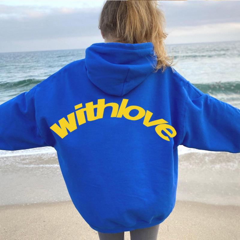 Women's Angel Print Retro Hip Hop Oversized Hoodie Jacket