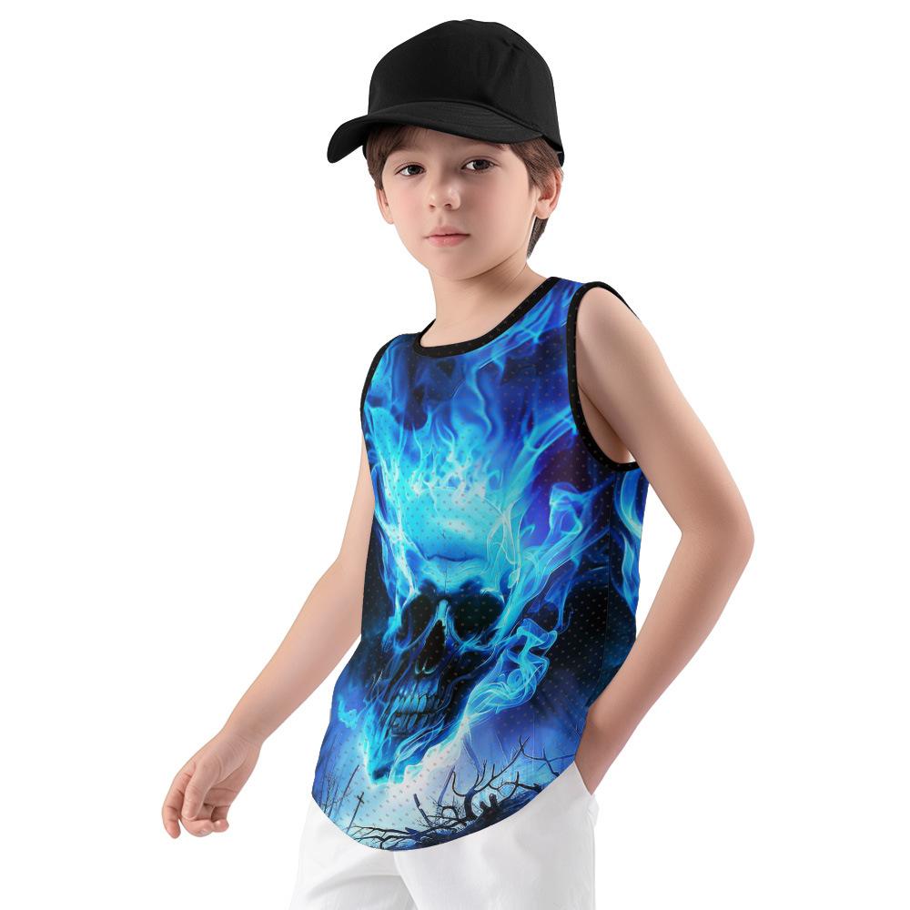 Summer Round Neck 3D Cartoon Pattern Printed Top Fashionable Casual Sleeveless Vest Children's Boy T-shirts